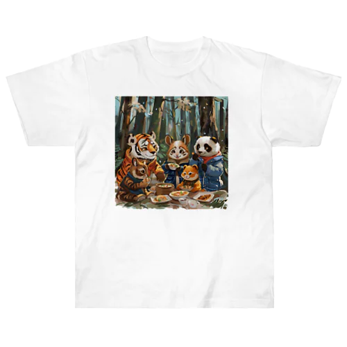 森の中で動物達がピクニック　なでしこ1478 Heavyweight T-Shirt