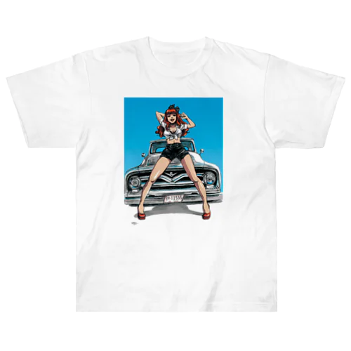 Pinupgirl with Pickup  truck Heavyweight T-Shirt