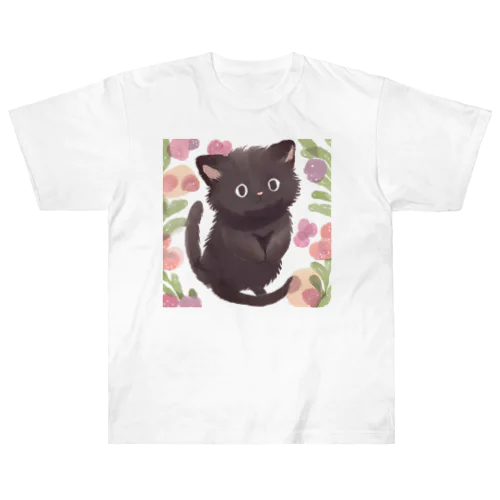 猫の黒ちゃん ヘビーウェイトTシャツ