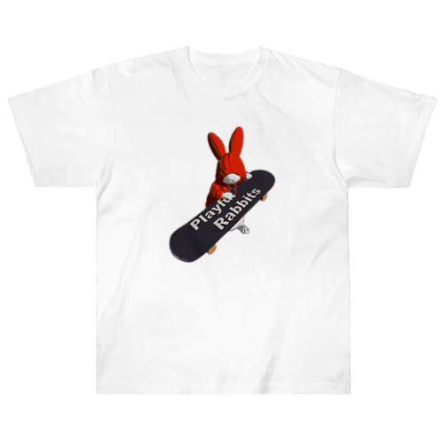 Playful Rabbits レッド Heavyweight T-Shirt