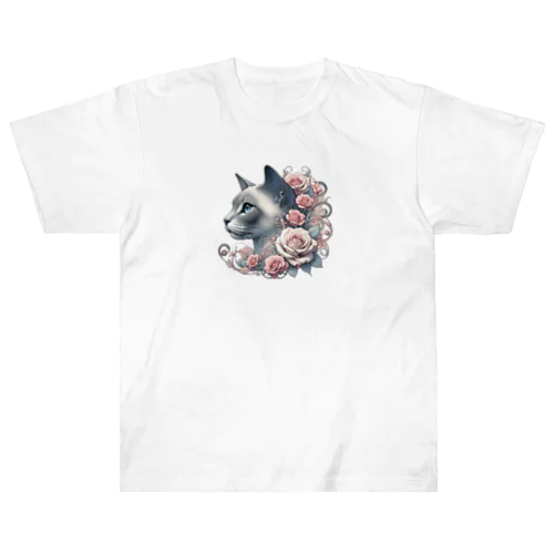 バラ猫ちゃん🌹 ヘビーウェイトTシャツ