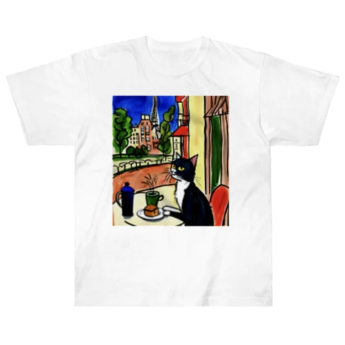 Cat in Paris . ヘビーウェイトTシャツ