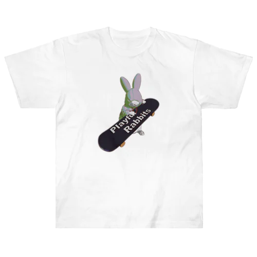 Playful Rabbits ピンク Heavyweight T-Shirt