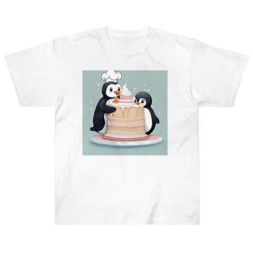 親子ペンギンのケーキ作り Heavyweight T-Shirt