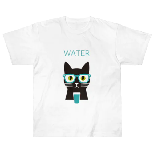 水 ネコ ヘビーウェイトTシャツ