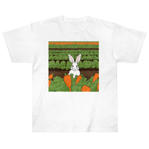 人参畑のウサギさん Heavyweight T-Shirt