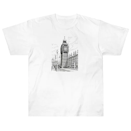 ロンドンの時計塔 ヘビーウェイトTシャツ