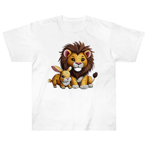 ライオンとウサギ ヘビーウェイトTシャツ