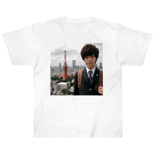 男の子　中学1年生　タワーバッグに Heavyweight T-Shirt