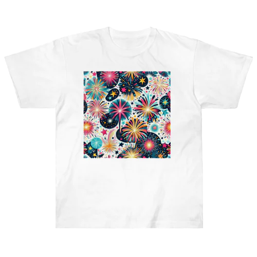 和風柄　花火柄 Heavyweight T-Shirt