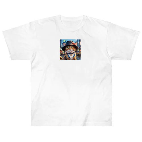 帽子をかぶったネコ Heavyweight T-Shirt