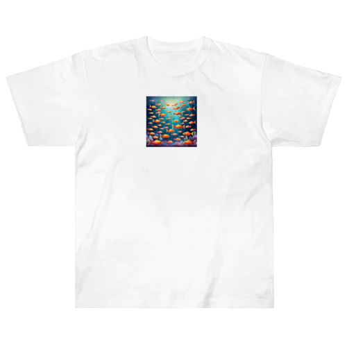 幻想的な魚の群 ヘビーウェイトTシャツ