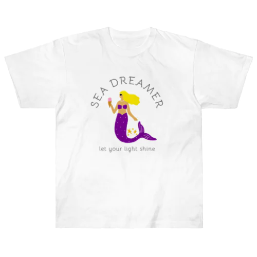 ICE CREAM MERMAID (purple×yellow) Heavyweight T-Shirt