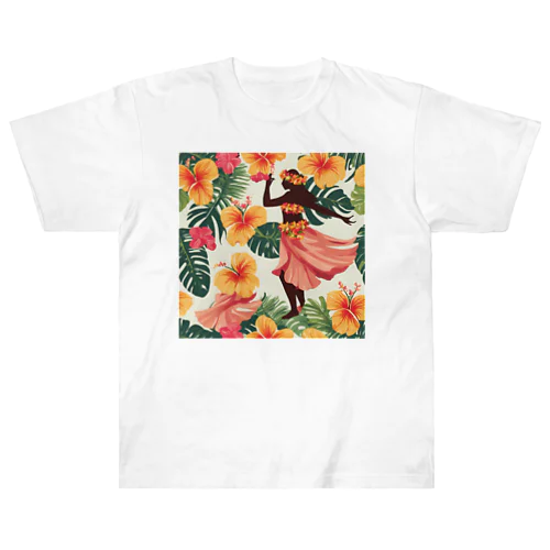花とフラダンサー ヘビーウェイトTシャツ