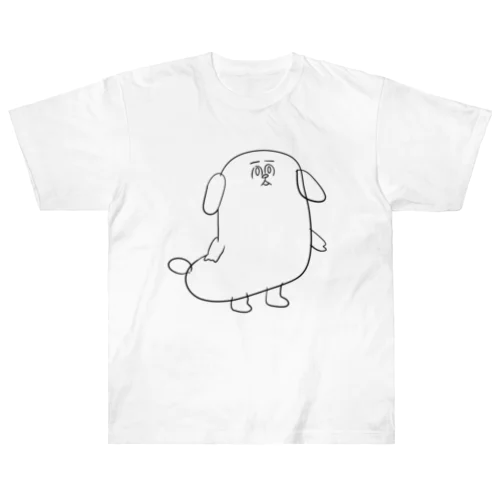 もじゃまる茫然　黒 Heavyweight T-Shirt