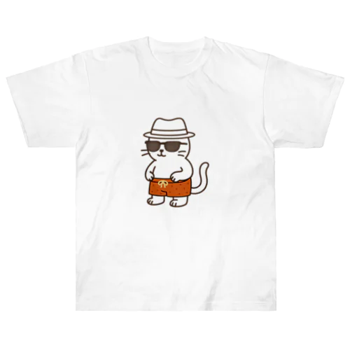 サングラスをかけたネコ Heavyweight T-Shirt