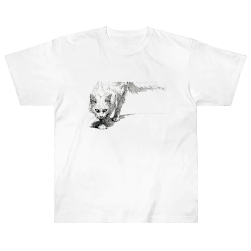 威嚇白猫 Heavyweight T-Shirt