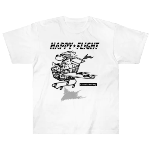 happy dog -happy flight- (black ink) Heavyweight T-Shirt