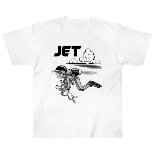 happy dog -JET- (black ink) ヘビーウェイトTシャツ