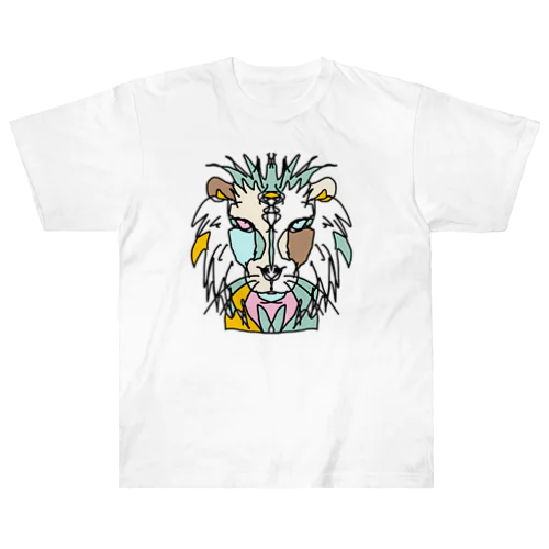 white☆lion　(白いライオン)　白バージョン　Full of vitality　(フル　オブ　バイタリティ) ヘビーウェイトTシャツ