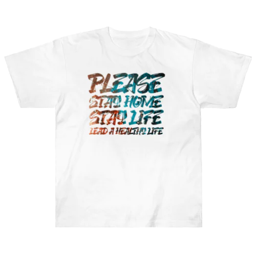 PLEASE STAY HOME&LIFE! ペンキ ヘビーウェイトTシャツ