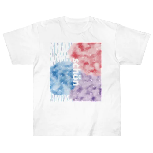 紫陽花と雨 ヘビーウェイトTシャツ