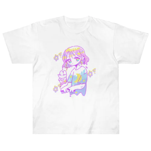 うさぎとおんなのこ（とけてる） Heavyweight T-Shirt