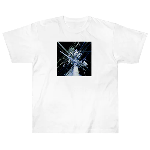 中野・夜中のいい電線 Heavyweight T-Shirt