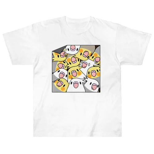 三密です！むちむちオカメインコさん【まめるりはことり】 ヘビーウェイトTシャツ