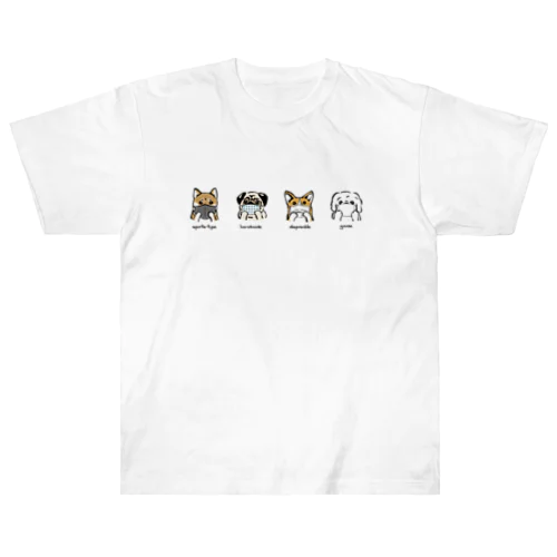 マスクだワン！柴犬、パグ、コーギー、ペキニーズ Heavyweight T-Shirt