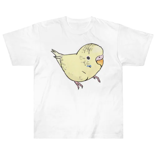 可愛いセキセイインコ　おすましちゃん【まめるりはことり】 ヘビーウェイトTシャツ