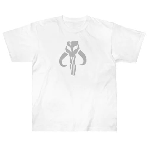 Emblem Front - Mando and Baby Y Back - Silver Heavyweight T-Shirt