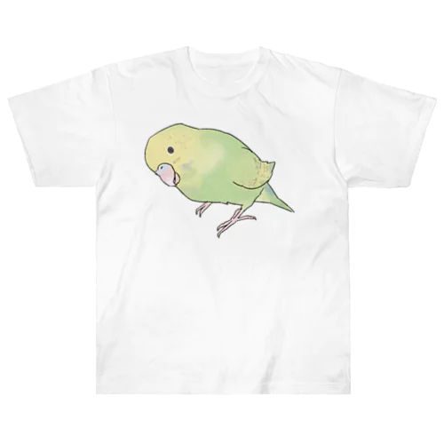 首傾げ　スパングルセキセイインコちゃん【まめるりはことり】 ヘビーウェイトTシャツ