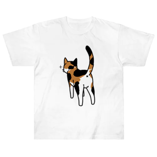 ねこけつ（三毛猫） ヘビーウェイトTシャツ