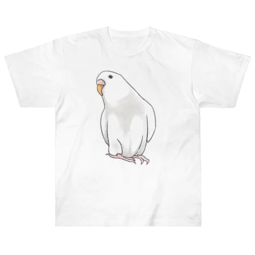 アルビノセキセイインコちゃん【まめるりはことり】 ヘビーウェイトTシャツ