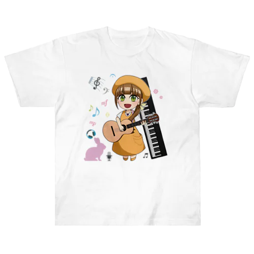 かおふあちゃんギター&ピアノ(フルカラー) ヘビーウェイトTシャツ