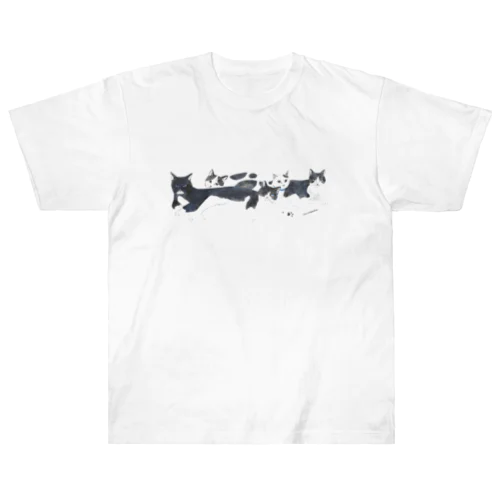 白黒猫たち Heavyweight T-Shirt