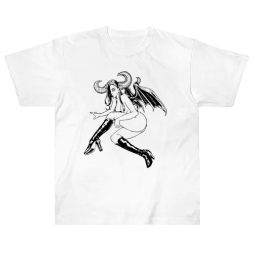 ロックT ROCK'N PUNK - 悪魔ちゃん  モノクロ Heavyweight T-Shirt