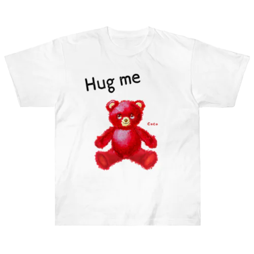 【Hug me】（赤くま） ヘビーウェイトTシャツ