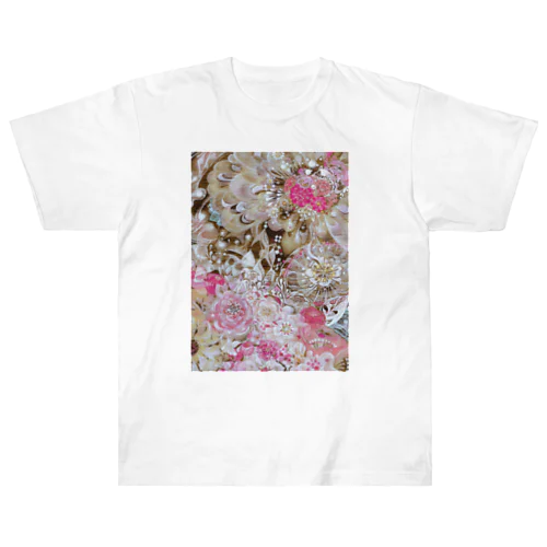 ピンクの花 ヘビーウェイトTシャツ