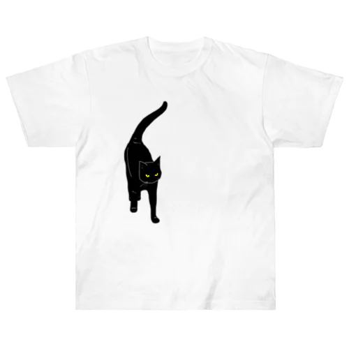 黒猫が来る そして去る 右胸バージョン ヘビーウェイトTシャツ