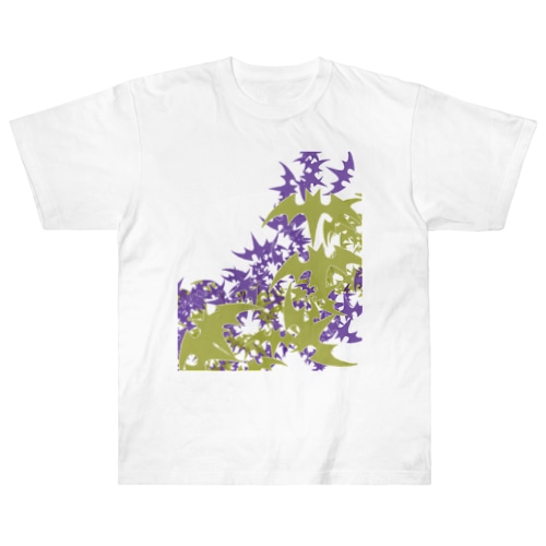 白よろけ縞とコウモリ Heavyweight T-Shirt