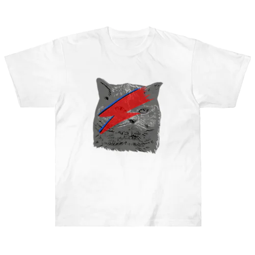 Dボウイのメイクのネコ Heavyweight T-Shirt