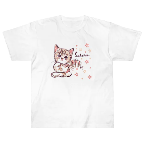 ●仔猫の桜ちゃん Heavyweight T-Shirt