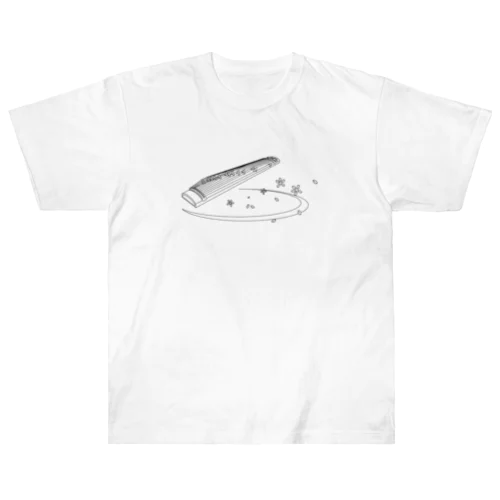 箏と桜（黒線） Heavyweight T-Shirt