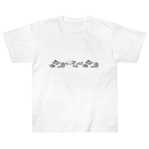 長く並ぶ古代生物 Heavyweight T-Shirt