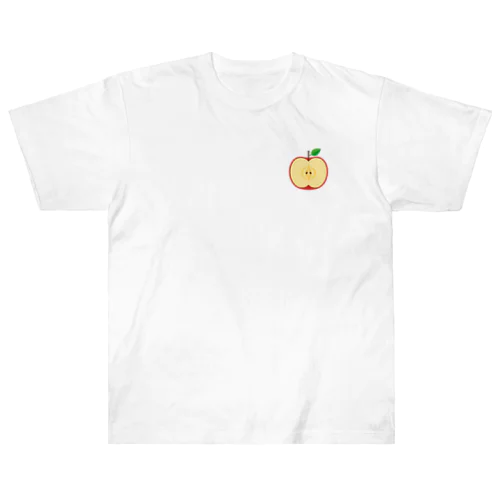 [☆両面] リンゴは皮ごと【視力検査表パロディ】 ヘビーウェイトTシャツ