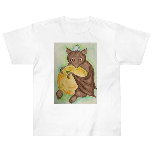 みかんの妖精（背景みどり） Heavyweight T-Shirt