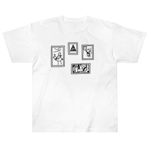 古代の謎展(白黒) ヘビーウェイトTシャツ