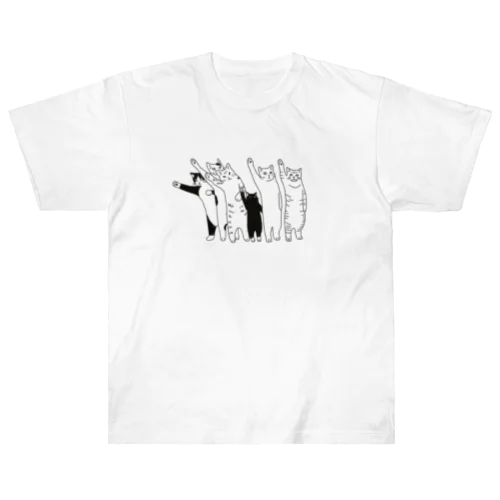 ヘイ！ タクシー！一台に乗るつもりの猫達 Heavyweight T-Shirt